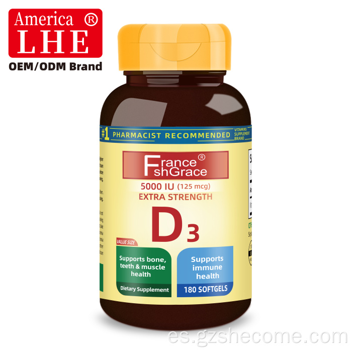 Shecome Vitamina D3 Cápsulas blandas Huesos Dientes Salud inmune